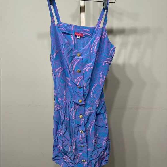 Bianca Coletti sz M Blue and Pink Sleeveless Romper - Picture 3 of 5